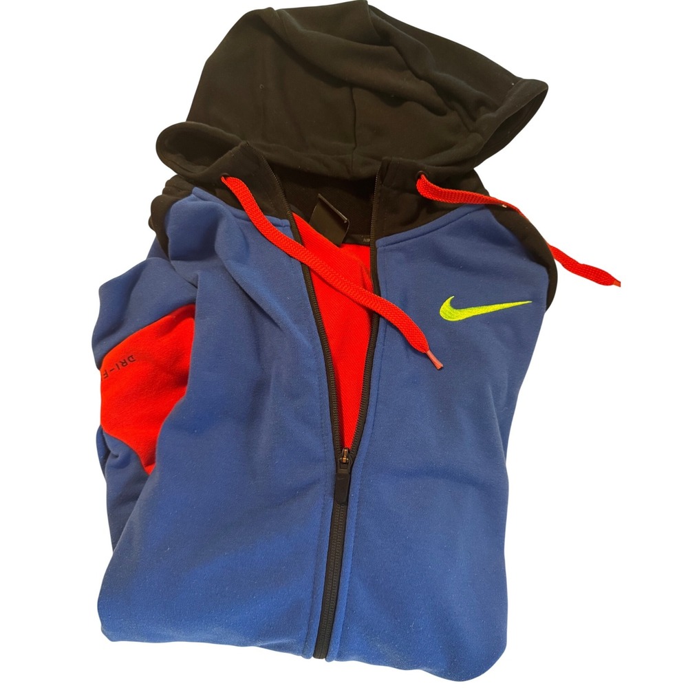 Nike Dri-FIT Colorblock Full Zip Hoodie Jacket Blue Red Black Men's L - Picture 3 of 10